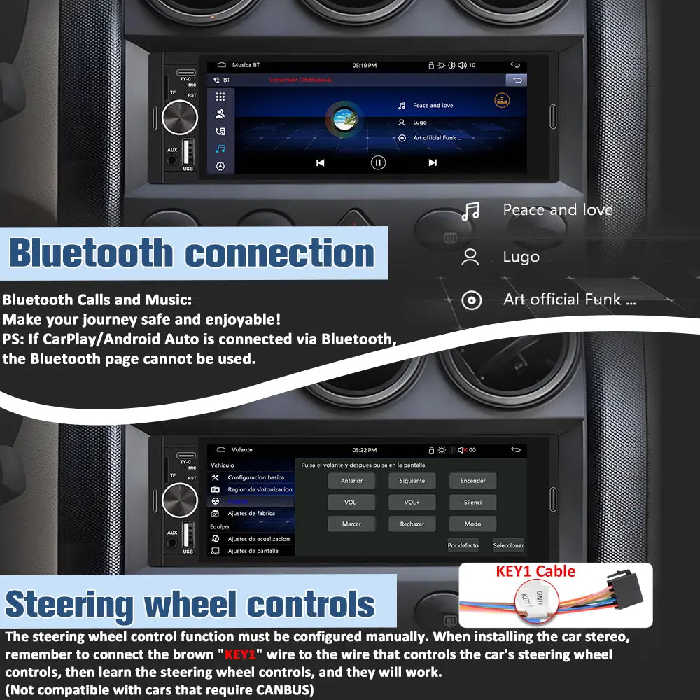 SIXWIN Android 1 Din autoradio met draadloze Carplay en Android auto, 7 inch handmatig, inklapbaar touchscreen, stereo met Bluetooth, FM, 2 USB Type-C, AUX TF camera SIXWIN Android 1 Din autoradio met draadloze Carplay en Android auto, 7 inch handmatig, inklapbaar touchscreen, stereo met Bluetooth, FM, 2 USB Type-C, AUX TF camera