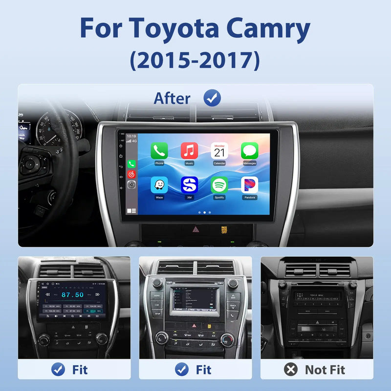 AWESAFE 64GB Car Radio for Toyota Camry 2015-2017 10.1'Touchscreen Carplay for Toyota Camry 2015-2017 10.1-inch Touchscreen with Wireless Carplay Android Auto Camera Bluetooth Mirror Link GPS WiFi AWESAFE