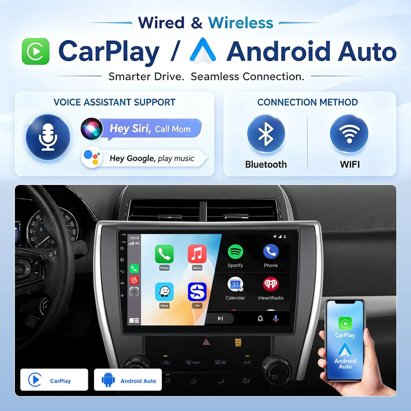 AWESAFE 64GB Car Radio for Toyota Camry 2015-2017 10.1'Touchscreen Carplay for Toyota Camry 2015-2017 10.1-inch Touchscreen with Wireless Carplay Android Auto Camera Bluetooth Mirror Link GPS WiFi AWESAFE