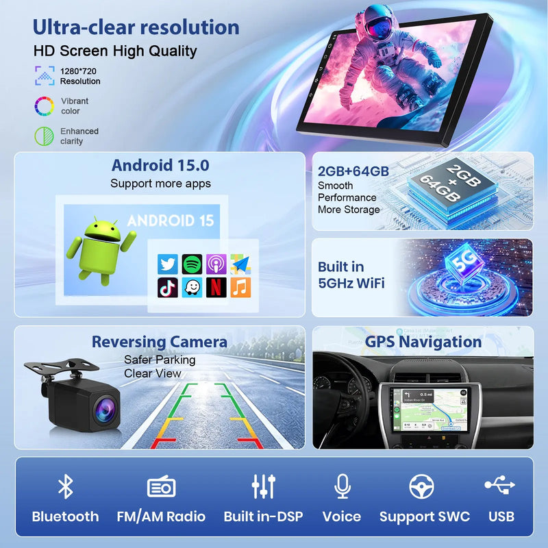 AWESAFE 64GB Car Radio for Toyota Camry 2015-2017 10.1'Touchscreen Carplay for Toyota Camry 2015-2017 10.1-inch Touchscreen with Wireless Carplay Android Auto Camera Bluetooth Mirror Link GPS WiFi AWESAFE