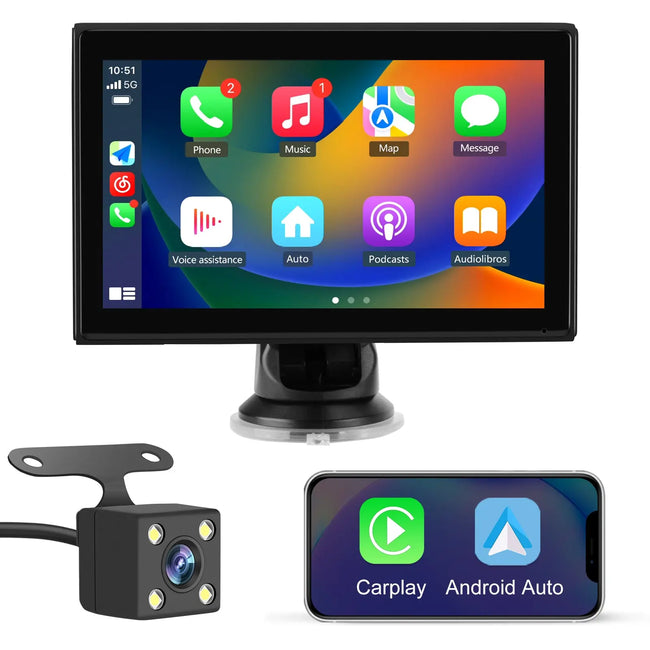AWESAFE 7 Inch Portable CarPlay 2026 Upgraded with Wireless CarPlay & Android Auto HD IPS Touchscreen Car Radio Voice Control GPS Navigation for Cars Bluetooth AUX for Vehicles (with Reverse Camera) AWESAFE SHOP