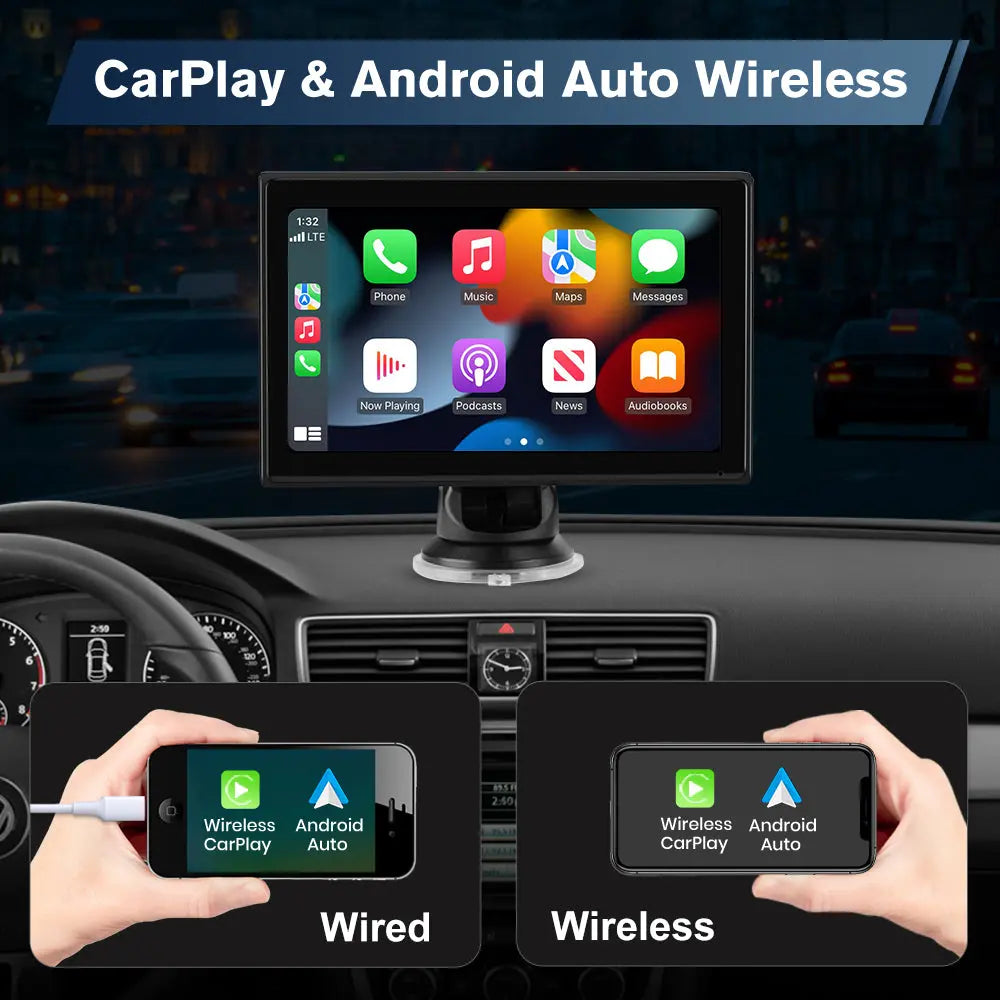 AWESAFE 7 Inch Portable CarPlay 2026 Upgraded with Wireless CarPlay & Android Auto HD IPS Touchscreen Car Radio Voice Control GPS Navigation for Cars Bluetooth AUX for Vehicles (with Reverse Camera) AWESAFE SHOP