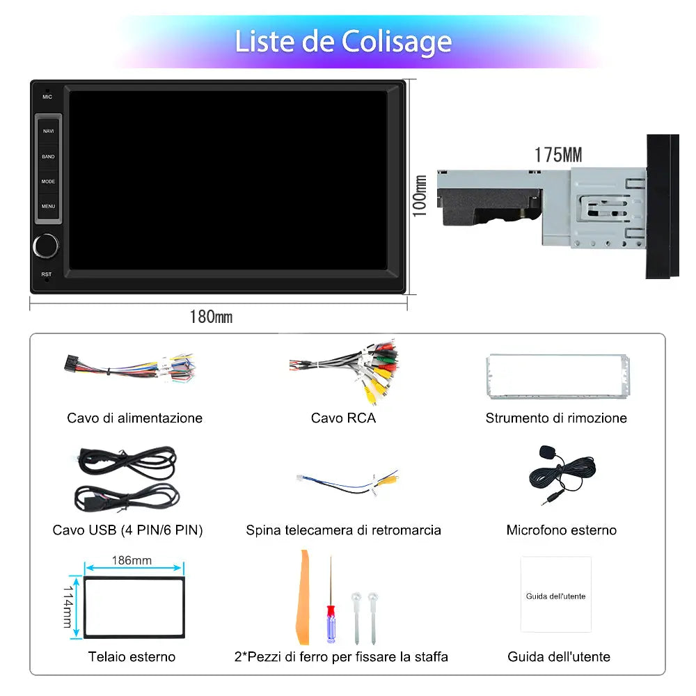 AWESAFE 7 Pollici Android 12 Autoradio universale 1DlN 2DIN, supporto Bluetooth WiFi Navigazione GPS AWESAFE