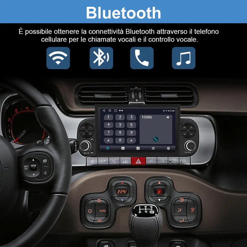 AWESAFE 7 Pollici Autoradio Android 12 per Fiat Panda (2013-2021) Car Radio 1 DIN (2+32GB) con CarPlay Android Auto FM RDS GPS Bluetooth WIFI USB Comandi al volante AWESAFE