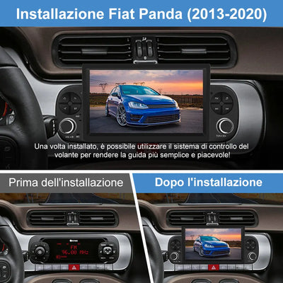 AWESAFE 7 Pollici Autoradio Android 12 per Fiat Panda (2013-2021) Car Radio 1 DIN (2+32GB) con CarPlay Android Auto FM RDS GPS Bluetooth WIFI USB Comandi al volante AWESAFE