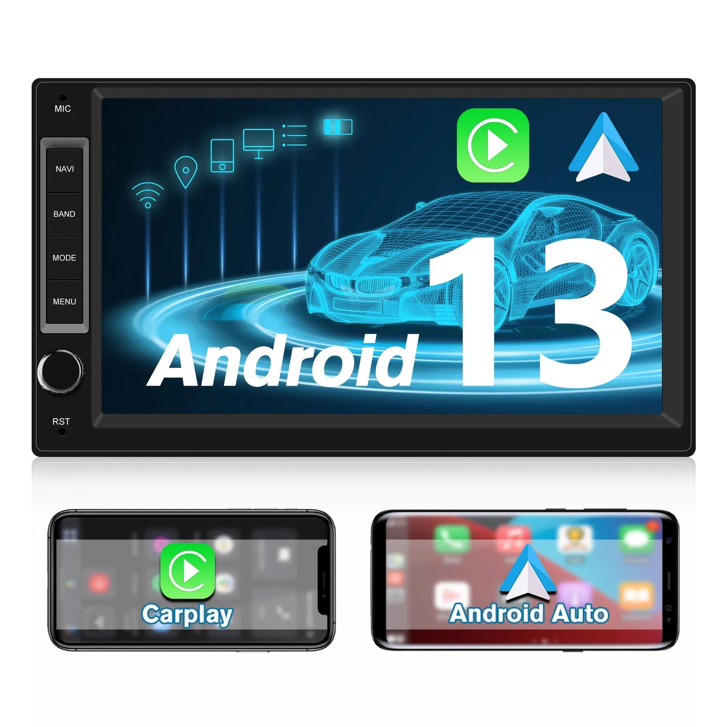 AWESAFE 7 Pollici Autoradio Android 13 universale 1 DlN Radio,supporto Bluetooth WiFi Navigazione GPS FM RDS AWESAFE SHOP