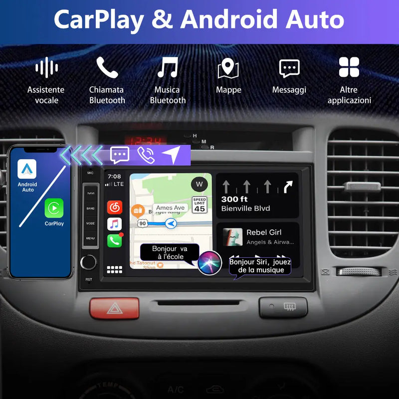 AWESAFE 7 Pollici Autoradio Android 13 universale 1 DlN Radio,supporto Bluetooth WiFi Navigazione GPS FM RDS AWESAFE SHOP