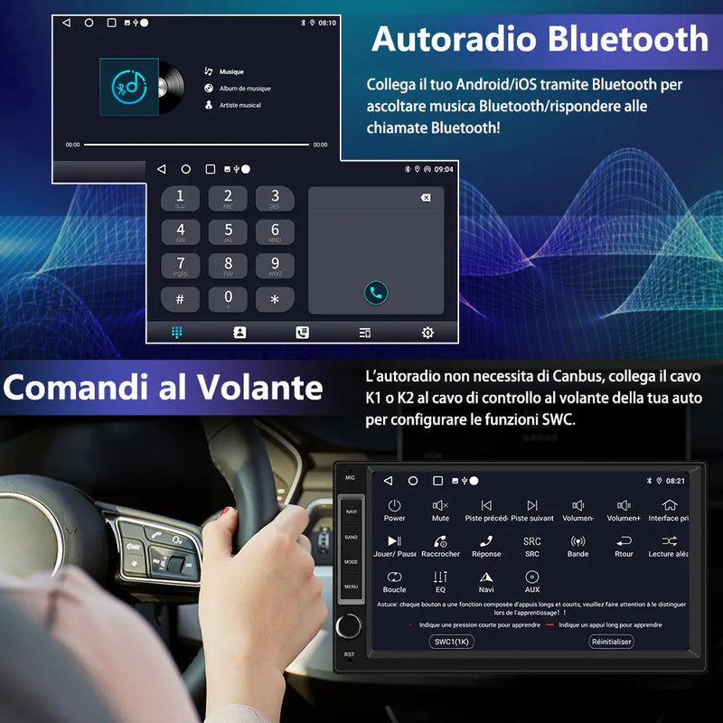 AWESAFE 7 Pollici Autoradio Android 13 universale 1 DlN Radio,supporto Bluetooth WiFi Navigazione GPS FM RDS AWESAFE SHOP