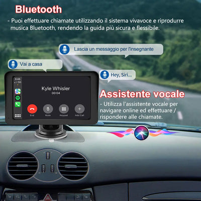 AWESAFE 7 Pollici Portatile CcarPlay Auto Supporta Cablato/Wireless CarPlay-Connessione con telecamera di retromarcia, Mirror Link, Bluetooth 5.0 /FM/AUXPer 12-24V Auto AWESAFE