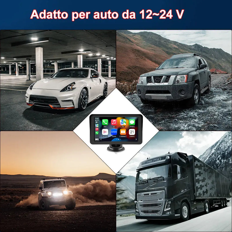 AWESAFE 7 Pollici Portatile CcarPlay Auto Supporta Cablato/Wireless CarPlay-Connessione con telecamera di retromarcia, Mirror Link, Bluetooth 5.0 /FM/AUXPer 12-24V Auto AWESAFE