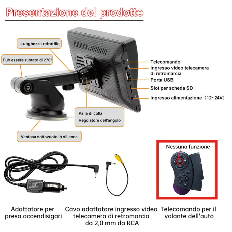 AWESAFE 7 Pollici Portatile CcarPlay Auto Supporta Cablato/Wireless CarPlay-Connessione con telecamera di retromarcia, Mirror Link, Bluetooth 5.0 /FM/AUXPer 12-24V Auto AWESAFE