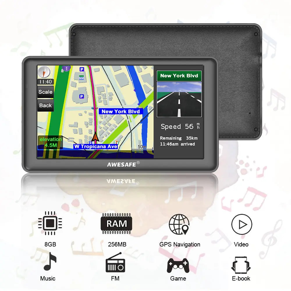 AWESAFE 7 inch Bluetooth GPS Navigation for Car Australia with Reversing Camera Car Truck Lorry Sat Nav Lifetime Maps Update for Free AWESAFE