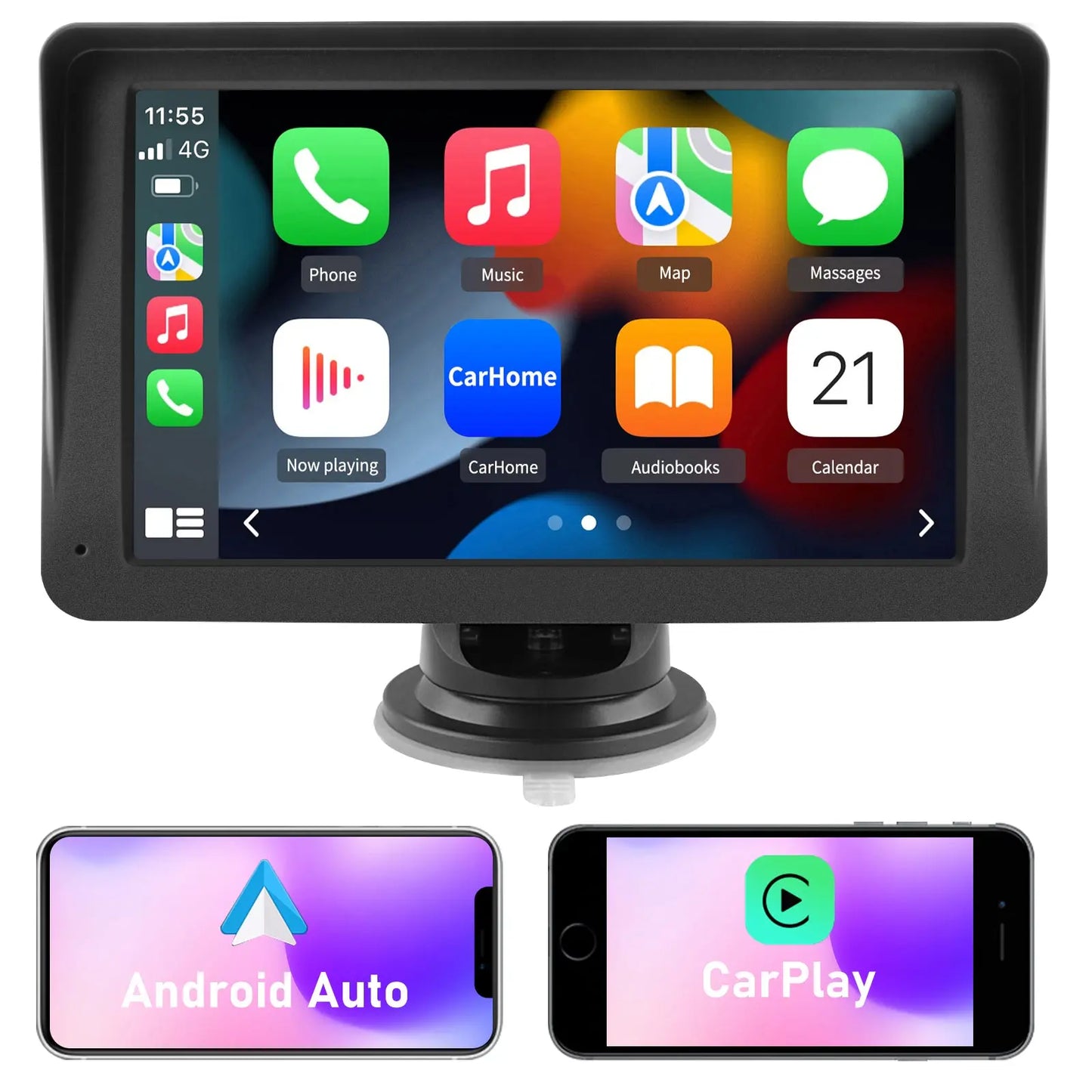 AWESAFE 7 inch Portable Wireless CarPlay Android Auto AirPlay AutoLink Car Radio Screen Bluetooth Music GPS Navigation for Cars Australia on Dashboard Car Audio AWESAFE