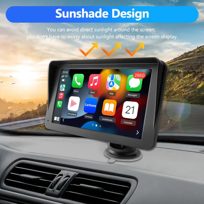 AWESAFE 7 inch Portable Wireless CarPlay Android Auto AirPlay AutoLink Car Radio Screen Bluetooth Music GPS Navigation for Cars Australia on Dashboard Car Audio AWESAFE