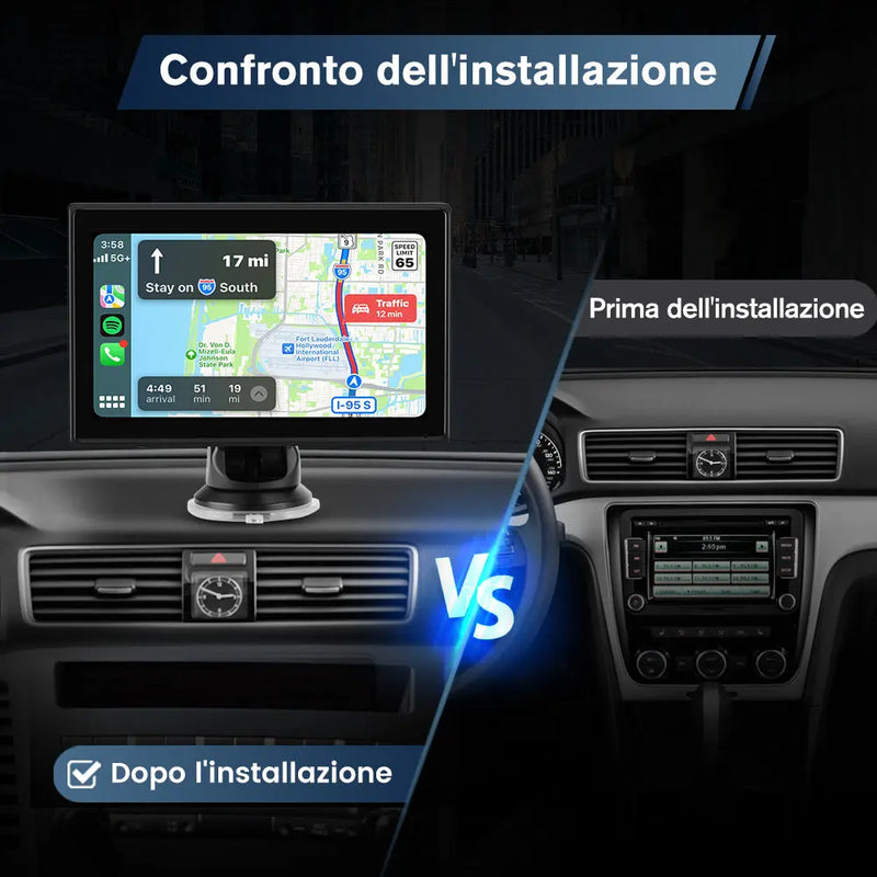 AWESAFE 7 pollici Portatile CarPlay Auto con Telecamera per la retromarcia - FM, AUX, Bluetooth 5.0,Wireless Carplay & Android Auto- con 7-32V Auto/Camion AWESAFE