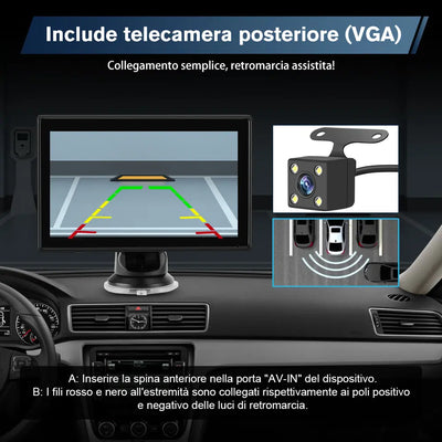 AWESAFE 7 pollici Portatile CarPlay Auto con Telecamera per la retromarcia - FM, AUX, Bluetooth 5.0,Wireless Carplay & Android Auto- con 7-32V Auto/Camion AWESAFE