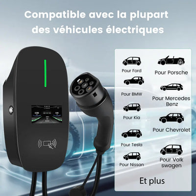 AWESAFE 7kW Borne de Recharge Voiture Electrique 8-10-13-16-20-24-32A ，6M Câble Chargeur Monophasé IEC 62196-2, Connectivité Bluetooth et WiFi Portable EV Chargeur AWESAFE