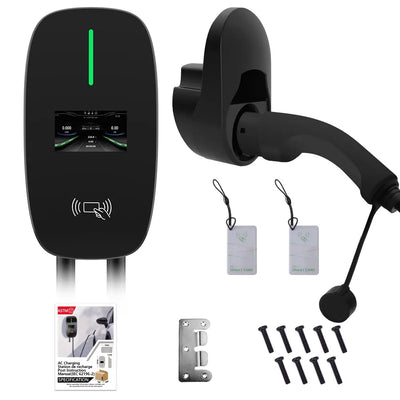 AWESAFE 7kW Borne de Recharge Voiture Electrique 8-10-13-16-20-24-32A ，6M Câble Chargeur Monophasé IEC 62196-2, Connectivité Bluetooth et WiFi Portable EV Chargeur AWESAFE