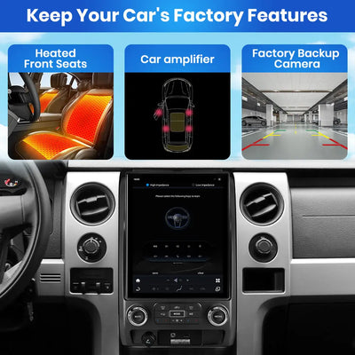AWESAFE 8-Core 4GB+64GB Car Radio Stereo for Ford F150 2009-2012, Android 13 12.1 Inch T-StyleTouch Screen Stereo, Wireless Apple CarPlay & Android Auto, GPS, WiFi, Bluetooth, DSP, Backup Camera AWESAFE