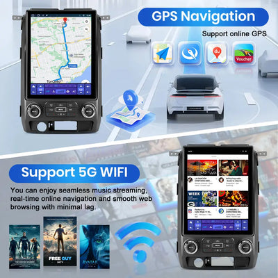 AWESAFE 8-Core 4GB+64GB Car Radio Stereo for Ford F150 2009-2012, Android 13 12.1 Inch T-StyleTouch Screen Stereo, Wireless Apple CarPlay & Android Auto, GPS, WiFi, Bluetooth, DSP, Backup Camera AWESAFE