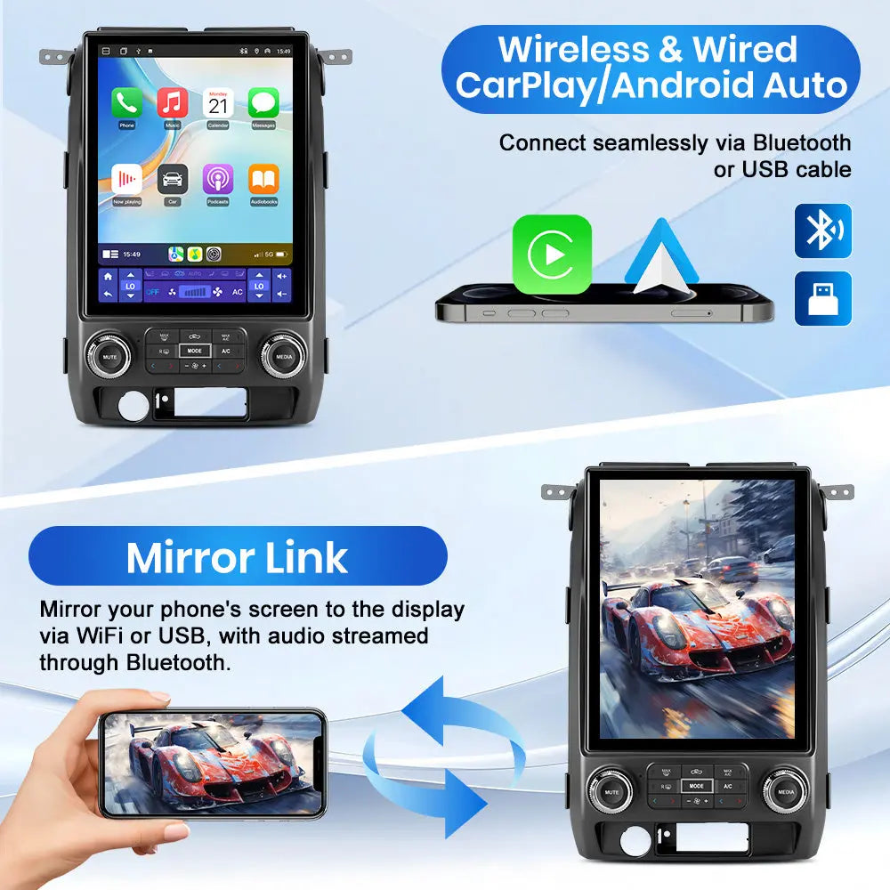 AWESAFE 8-Core 4GB+64GB Car Radio Stereo for Ford F150 2009-2012, Android 13 12.1 Inch T-StyleTouch Screen Stereo, Wireless Apple CarPlay & Android Auto, GPS, WiFi, Bluetooth, DSP, Backup Camera AWESAFE