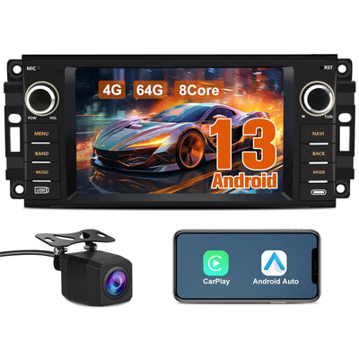 AWESAFE 8 Core Android 13 Car Radio Stereo for Dodge RAM 2009-2012 Avenger Challenger Jeep Wrangler, 7 Inch Touch Screen with Wireless CarPlay Android Auto Backup Camera AWESAFE