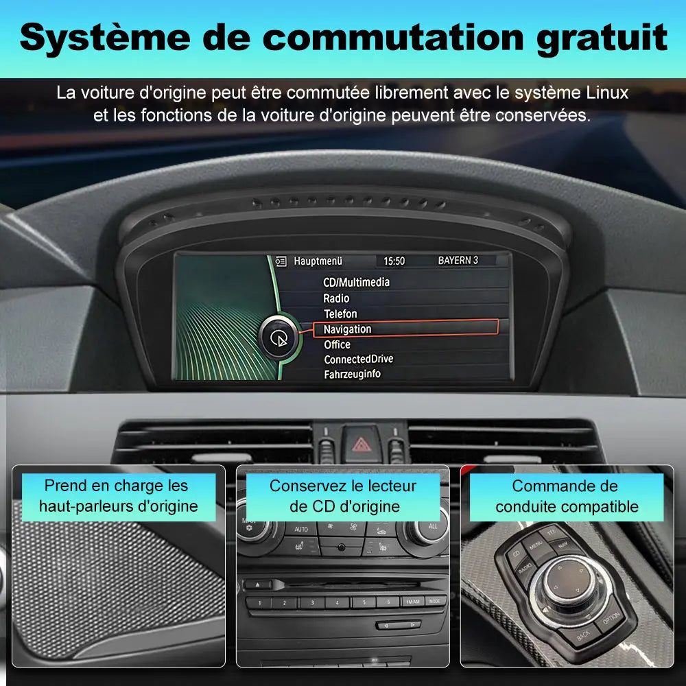 AWESAFE 8.8" Android 13 Autoradio pour BMW S.5 E60/E61, S.3 E90/E91/E92/E93 CIC (2008-2013) Bluetooth, Android Auto et Carplay sans fil AWESAFE