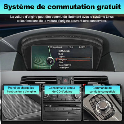 AWESAFE 8.8" Android 13 Autoradio pour BMW S.5 E60/E61, S.3 E90/E91/E92/E93 CIC (2008-2013) Bluetooth, Android Auto et Carplay sans fil AWESAFE