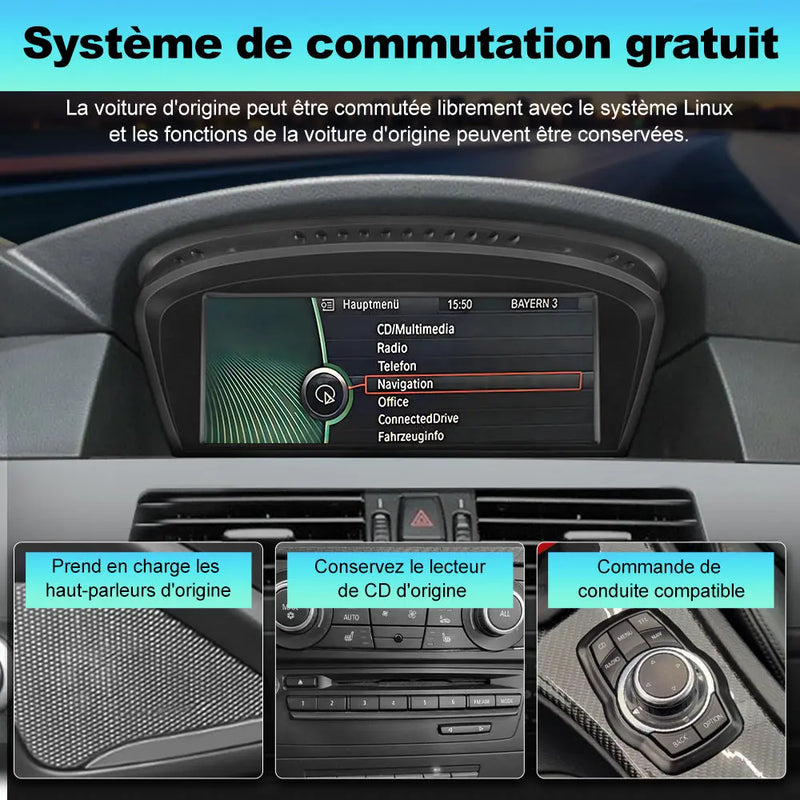 AWESAFE 8.8" Android 13 Autoradio pour BMW S.5 E60/E61, S.3 E90/E91/E92/E93 CIC (2008-2013) Bluetooth, Android Auto et Carplay sans fil AWESAFE