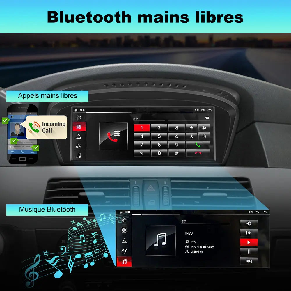 AWESAFE 8.8" Android 13 Autoradio pour BMW S.5 E60/E61, S.3 E90/E91/E92/E93 CIC (2008-2013) Bluetooth, Android Auto et Carplay sans fil AWESAFE