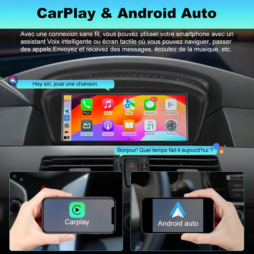AWESAFE 8.8" Android 13 Autoradio pour BMW S.5 E60/E61, S.3 E90/E91/E92/E93 CIC (2008-2013) Bluetooth, Android Auto et Carplay sans fil AWESAFE