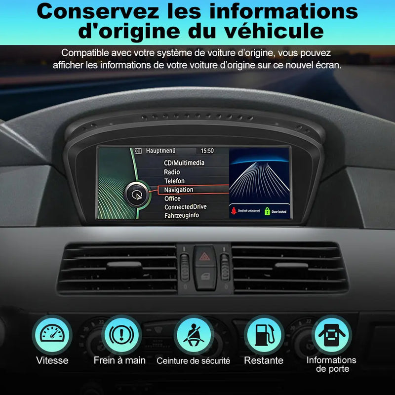 AWESAFE 8.8" Android 13 Autoradio pour BMW S.5 E60/E61, S.3 E90/E91/E92/E93 CIC (2008-2013) Bluetooth, Android Auto et Carplay sans fil AWESAFE