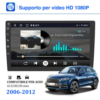 AWESAFE 9 Pollici Android 12 Autoradio con CarPlay Android Auto (2GB+32GB) per Audi A3 S3 RS3 8P 2006-2012 Car Stereo Radio con Funzione Bluetooth MirrorLink Controllo del volante (Con cornice) AWESAFE