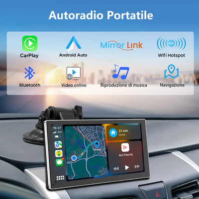AWESAFE 9 Pollici Autoradio Wireless CarPlay Android Auto con Siri Bluetooth GPS AUX-Argento/Nero AWESAFE
