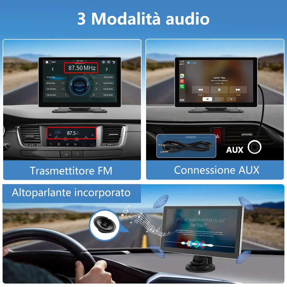 AWESAFE 9 Pollici Autoradio Wireless CarPlay Android Auto con Siri Bluetooth GPS AUX-Argento/Nero AWESAFE