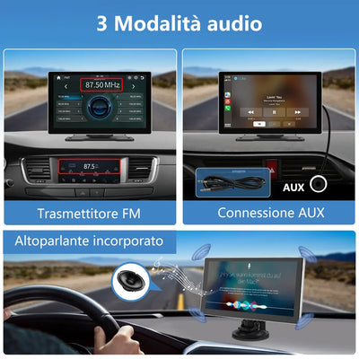 AWESAFE 9 Pollici Autoradio Wireless CarPlay Android Auto con Siri Bluetooth GPS AUX-Argento/Nero AWESAFE