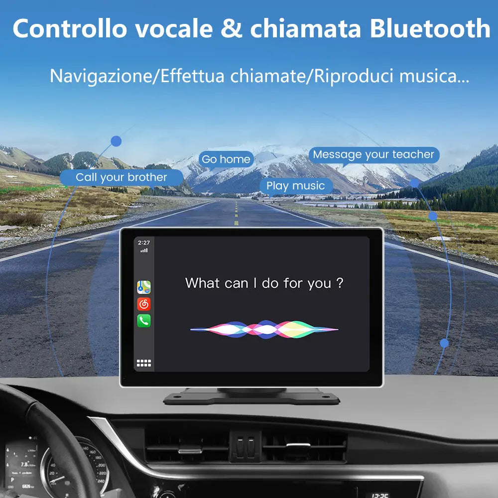 AWESAFE 9 Pollici Autoradio Wireless CarPlay Android Auto con Siri Bluetooth GPS AUX-Argento/Nero AWESAFE