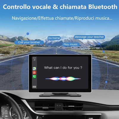 AWESAFE 9 Pollici Autoradio Wireless CarPlay Android Auto con Siri Bluetooth GPS AUX-Argento/Nero AWESAFE