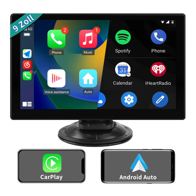 AWESAFE 9 Pollici Autoradio Wireless CarPlay Android Auto con Siri Bluetooth GPS AUX-Argento/Nero AWESAFE