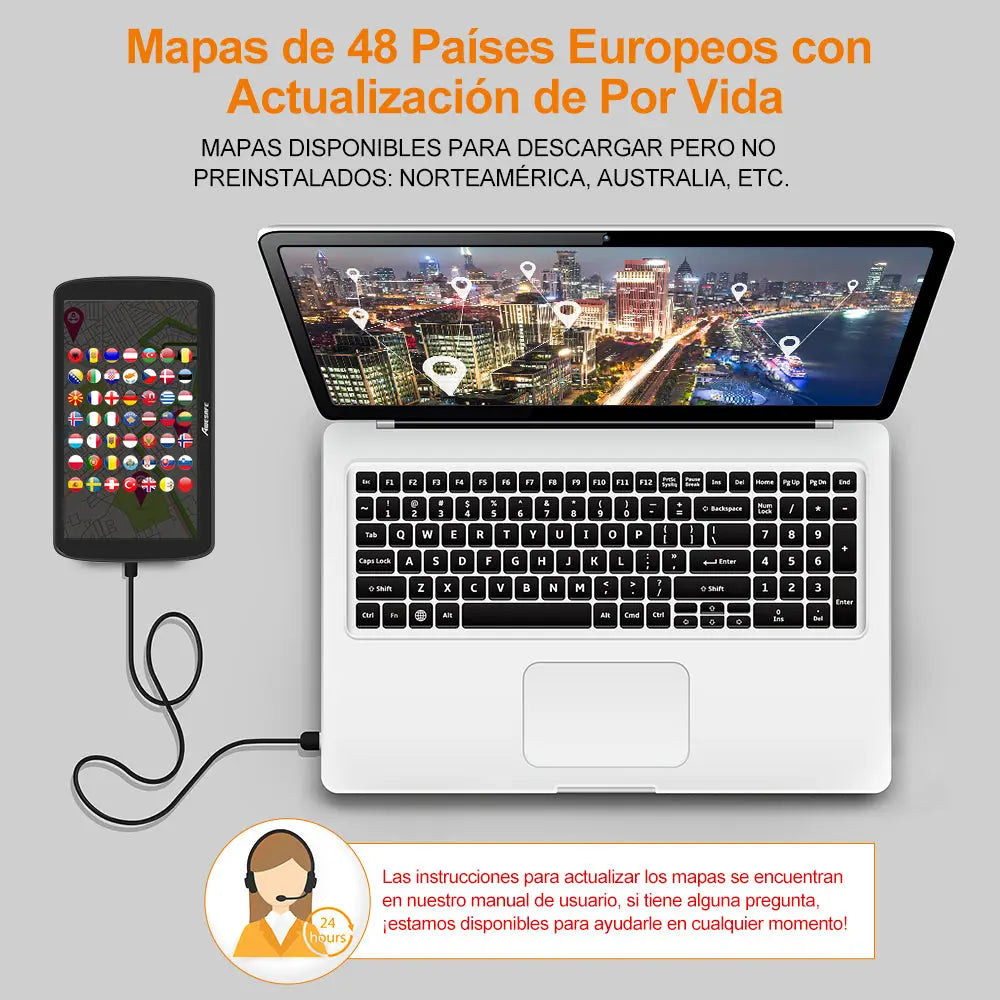 AWESAFE 9 Pulgadas Navegador GPS para Camiones y Coches, con Bluetooth y Actualizaciones de Mapas de Europa para Toda la Vida AWESAFE