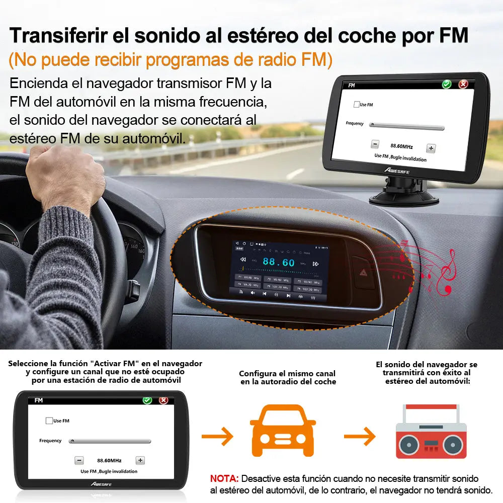 AWESAFE 9 Pulgadas Navegador GPS para Camiones y Coches, con Bluetooth y Actualizaciones de Mapas de Europa para Toda la Vida AWESAFE