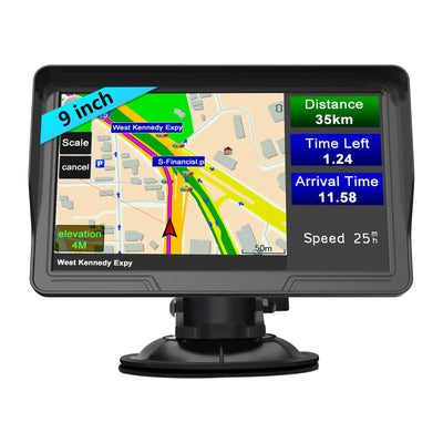 AWESAFE 9 Zoll GPS Navigationsgerät für Auto mit Bluetooth FM Sprachführung inkl Montagehalterung Europa Karte Jährliche Kostenlose Updates AWESAFE