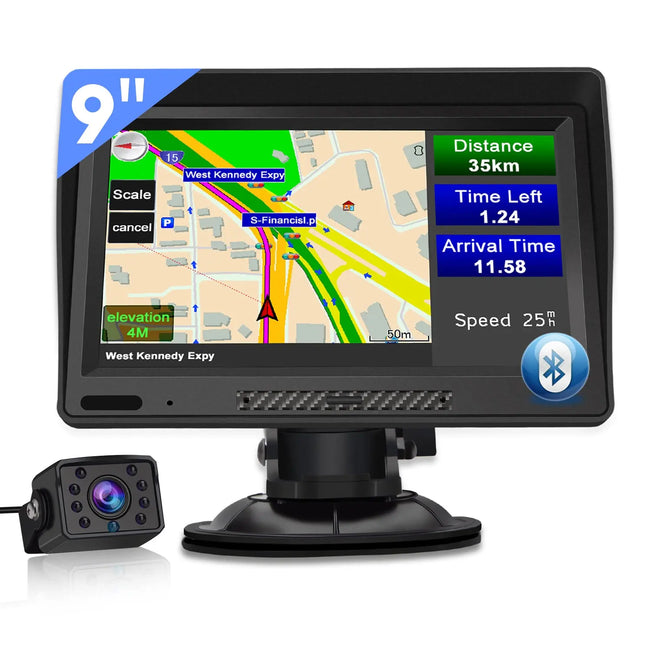 AWESAFE 9 Zoll Navigationsgerät mit Bluetooth und Rückfahrkamera, 2023 Europa Karten, GPS Navigation für PKW KFZ LKW AWESAFE