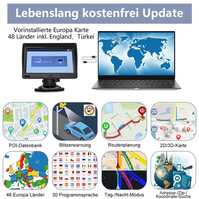 AWESAFE 9 Zoll Navigationsgerät mit Bluetooth und Rückfahrkamera, 2023 Europa Karten, GPS Navigation für PKW KFZ LKW AWESAFE