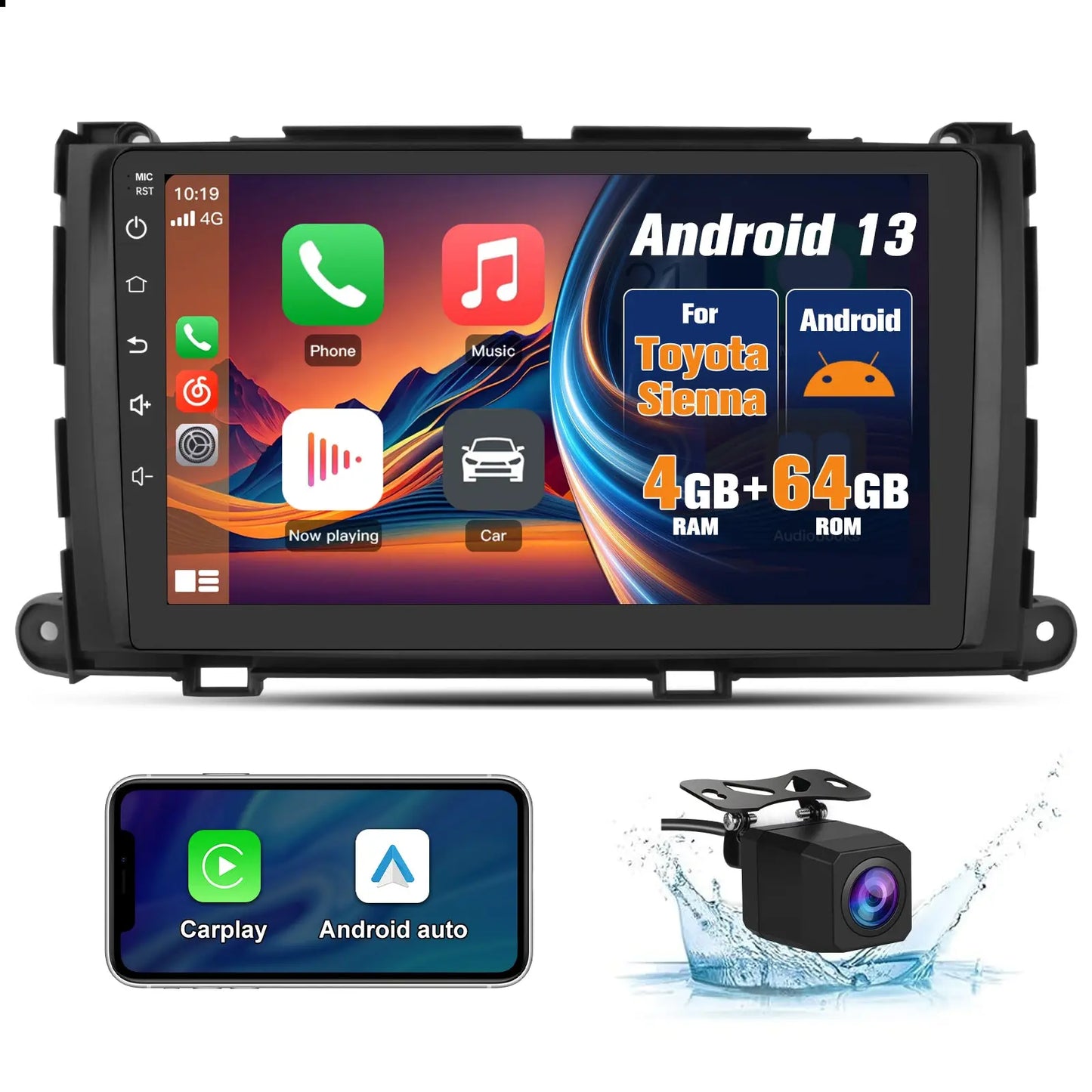 AWESAFE 9 inch Android 13 Car Stereo,4G+64G 8-Core Head Unit Radio for Toyota Sienna 2011-2014 with Bluetooth DSP GPS FM AWESAFE