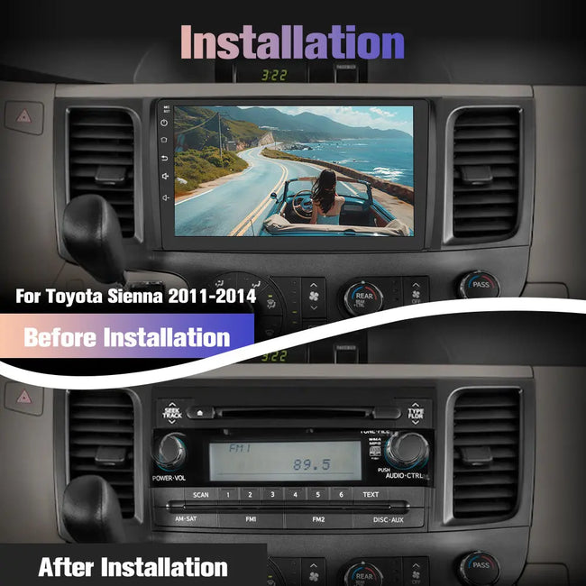 AWESAFE 9 inch Android 13 Car Stereo,4G+64G 8-Core Head Unit Radio for Toyota Sienna 2011-2014 with Bluetooth DSP GPS FM AWESAFE