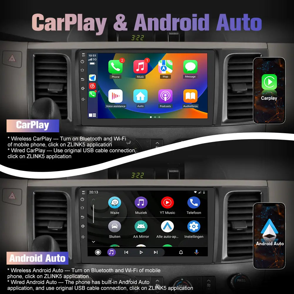 AWESAFE 9 inch Android 13 Car Stereo,4G+64G 8-Core Head Unit Radio for Toyota Sienna 2011-2014 with Bluetooth DSP GPS FM AWESAFE