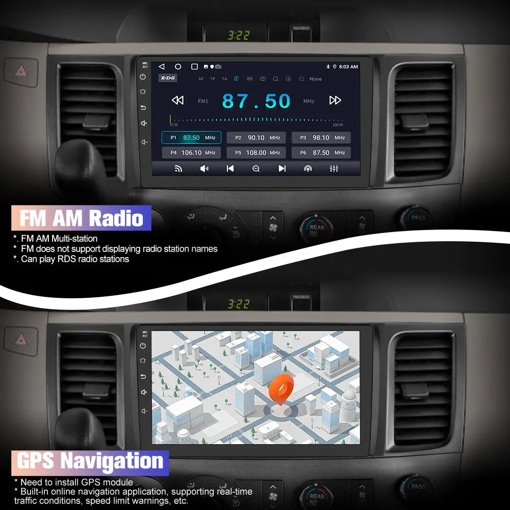 AWESAFE 9 inch Android 13 Car Stereo,4G+64G 8-Core Head Unit Radio for Toyota Sienna 2011-2014 with Bluetooth DSP GPS FM AWESAFE