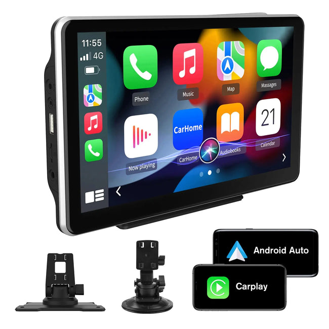 AWESAFE 9 inch Portable Wireless CarPlay Android Auto AirPlay AutoLink Car Radio Screen Bluetooth Music GPS Navigation on Dashboard Car Audio AWESAFE