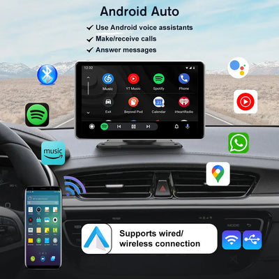 AWESAFE 9 inch Portable Wireless CarPlay Android Auto AirPlay AutoLink Car Radio Screen Bluetooth Music GPS Navigation on Dashboard Car Audio AWESAFE